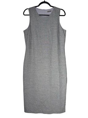 J McLaughlin Dress Sz 10 Gray Pinstripe Cotton Wool Sleeveless Career Office